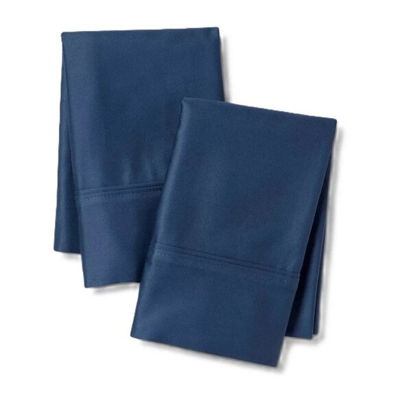 Threshold King Size Sateen Cotton Solid Metallic Blue 2 Pillowcase Set NWOT - Picture 1 of 7